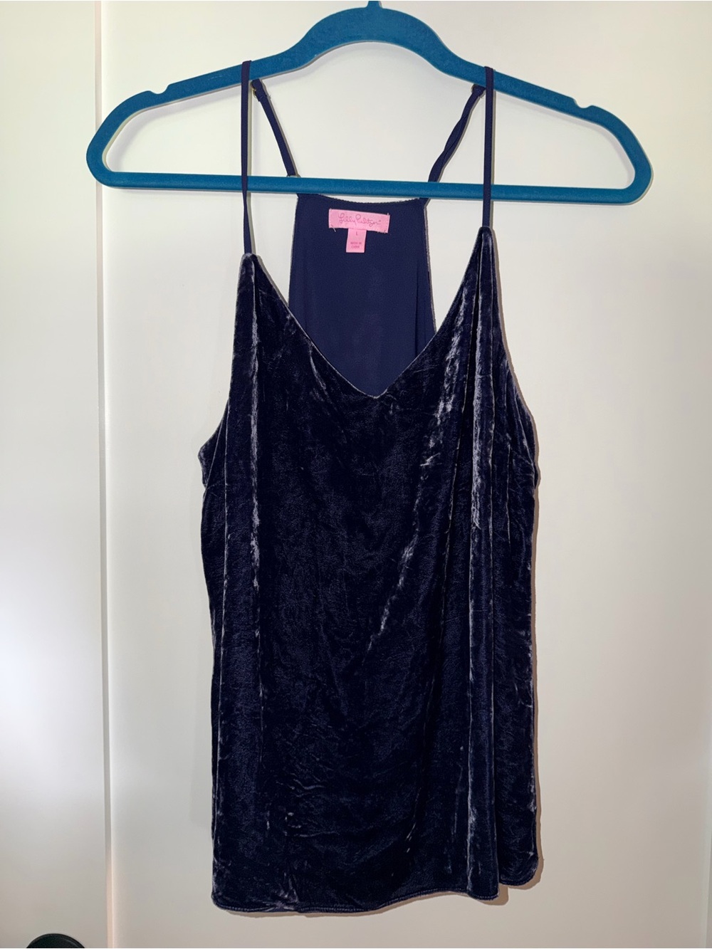 Lilly Pulitzer Blue Velvet Spaghetti Strap Cami
